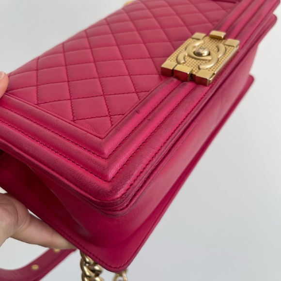 CHANEL Lambskin Quilted Medium Boy Flap Fuchsia - Picture 8 of 16